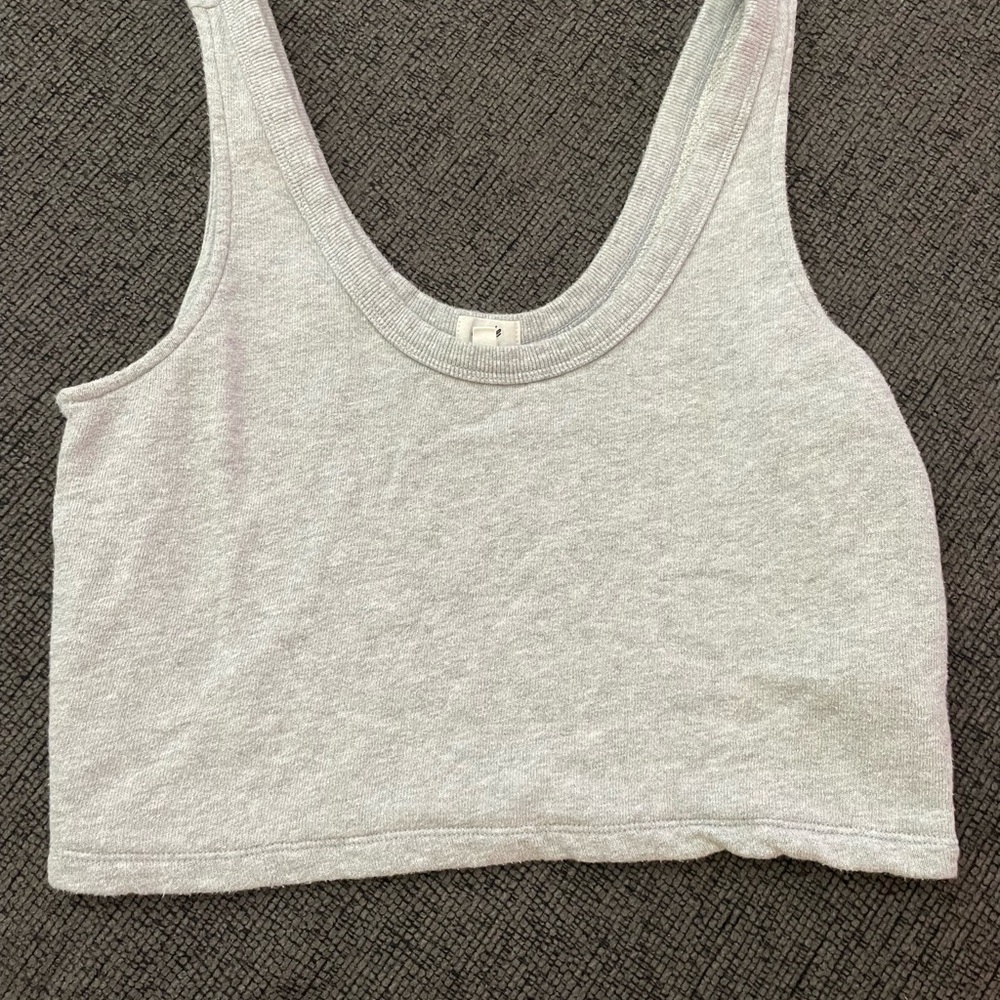 Aerie Gray Sleeveless Cropped Tank Top